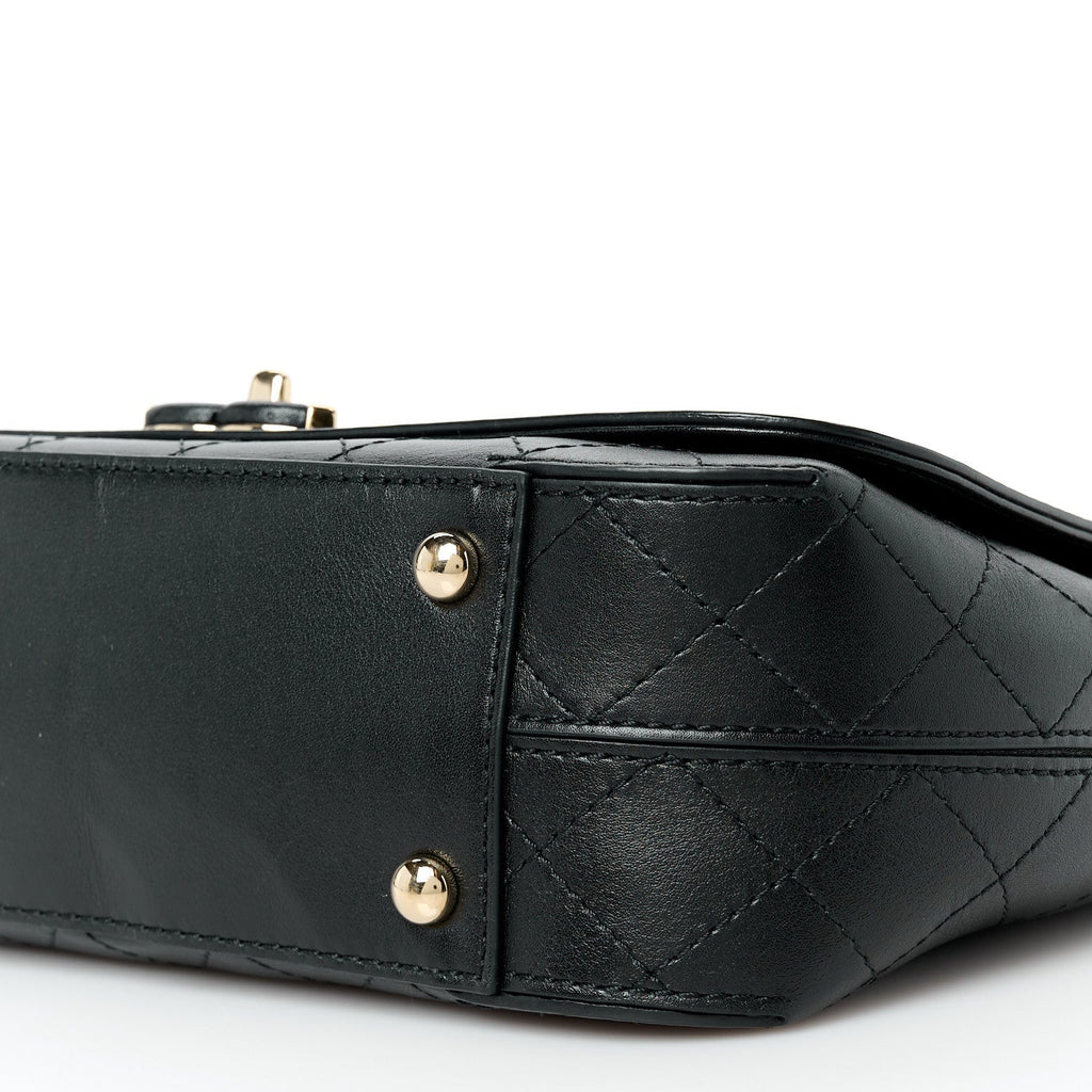 Calfskin Stitched CC Case Flap Bag Black