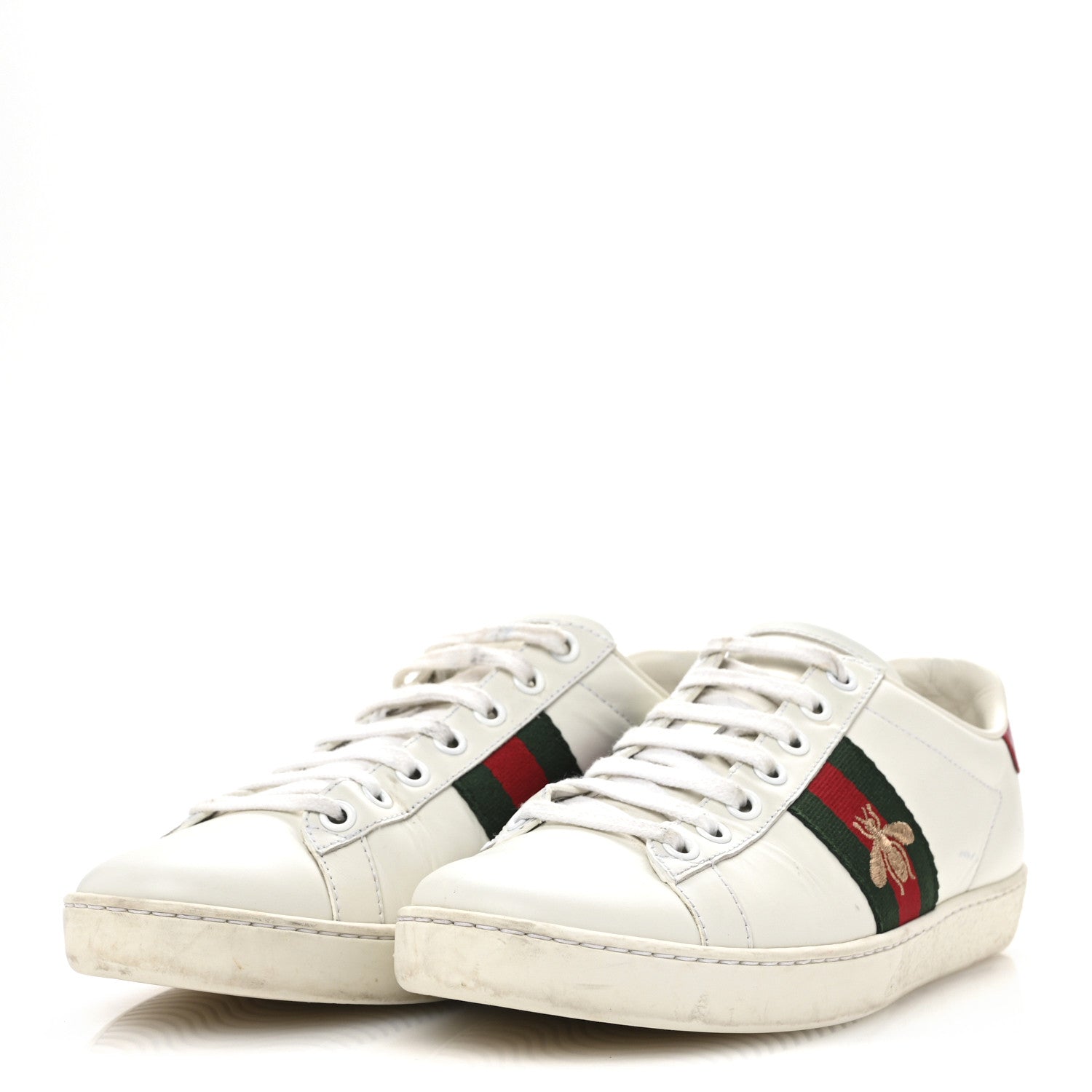 Calfskin Ayers Bee Embroidered Womens Ace Sneakers 36.5 White Green