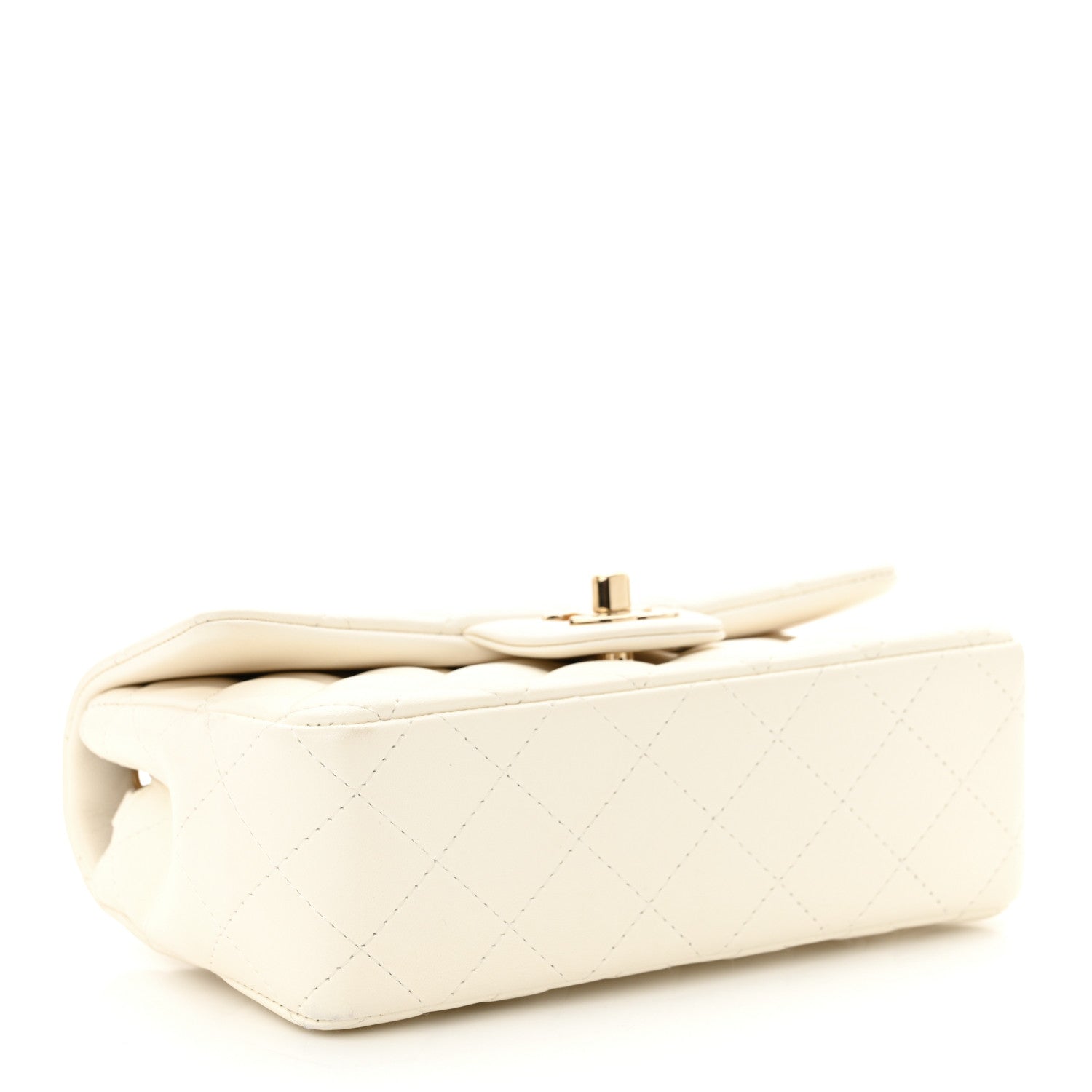Lambskin Quilted Mini Rectangular Flap White