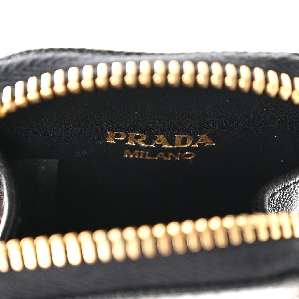 Saffiano Triangle Zip Around Mini Pouch Black