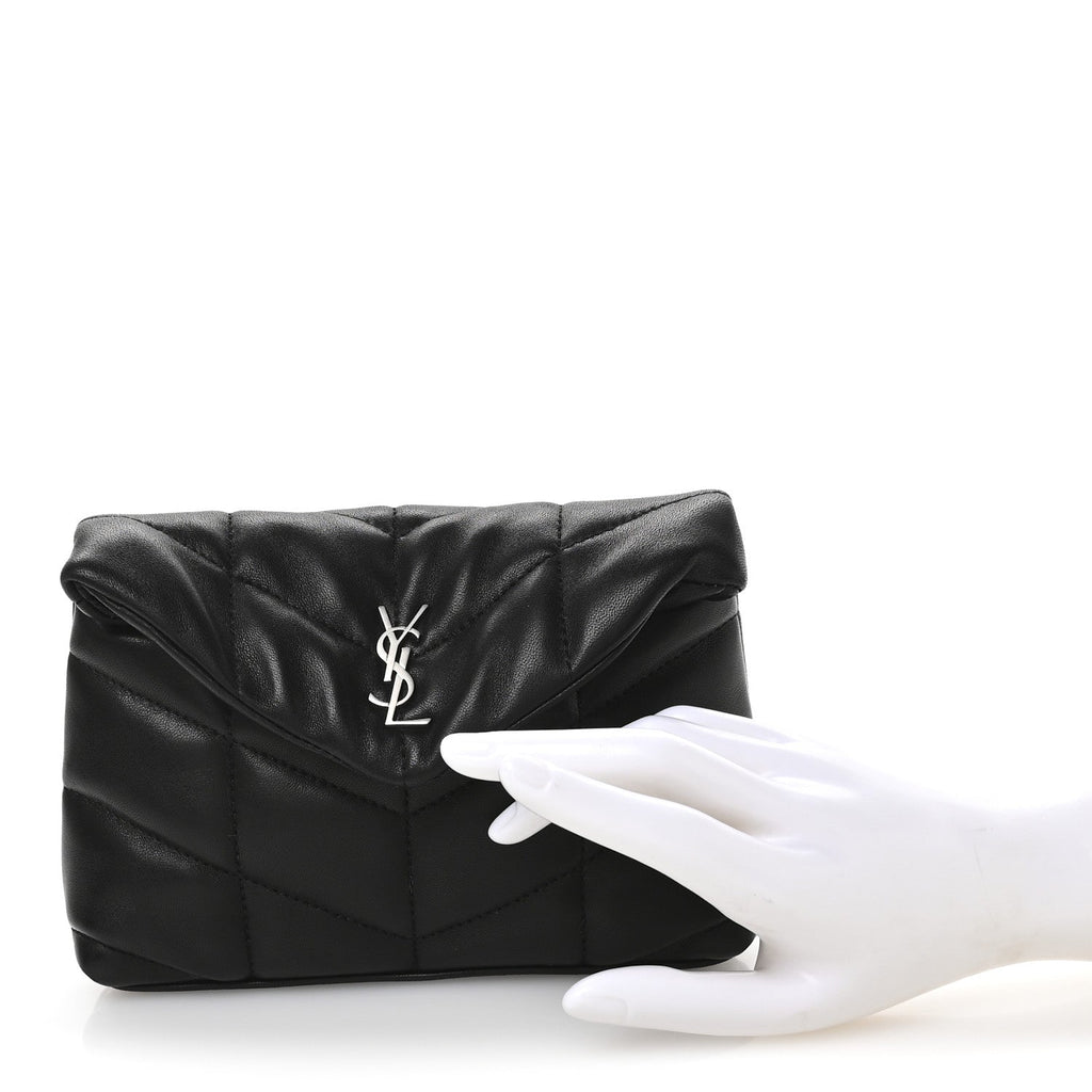 Lambskin Monogram Loulou Puffer Pouch Clutch Black