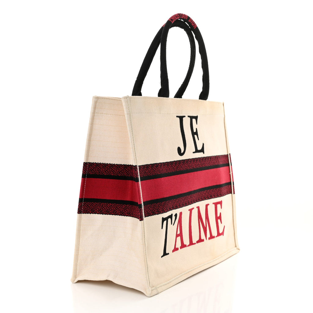 Canvas DiorAmour Chinese Valentines Je T’aime Large Book Tote White Red
