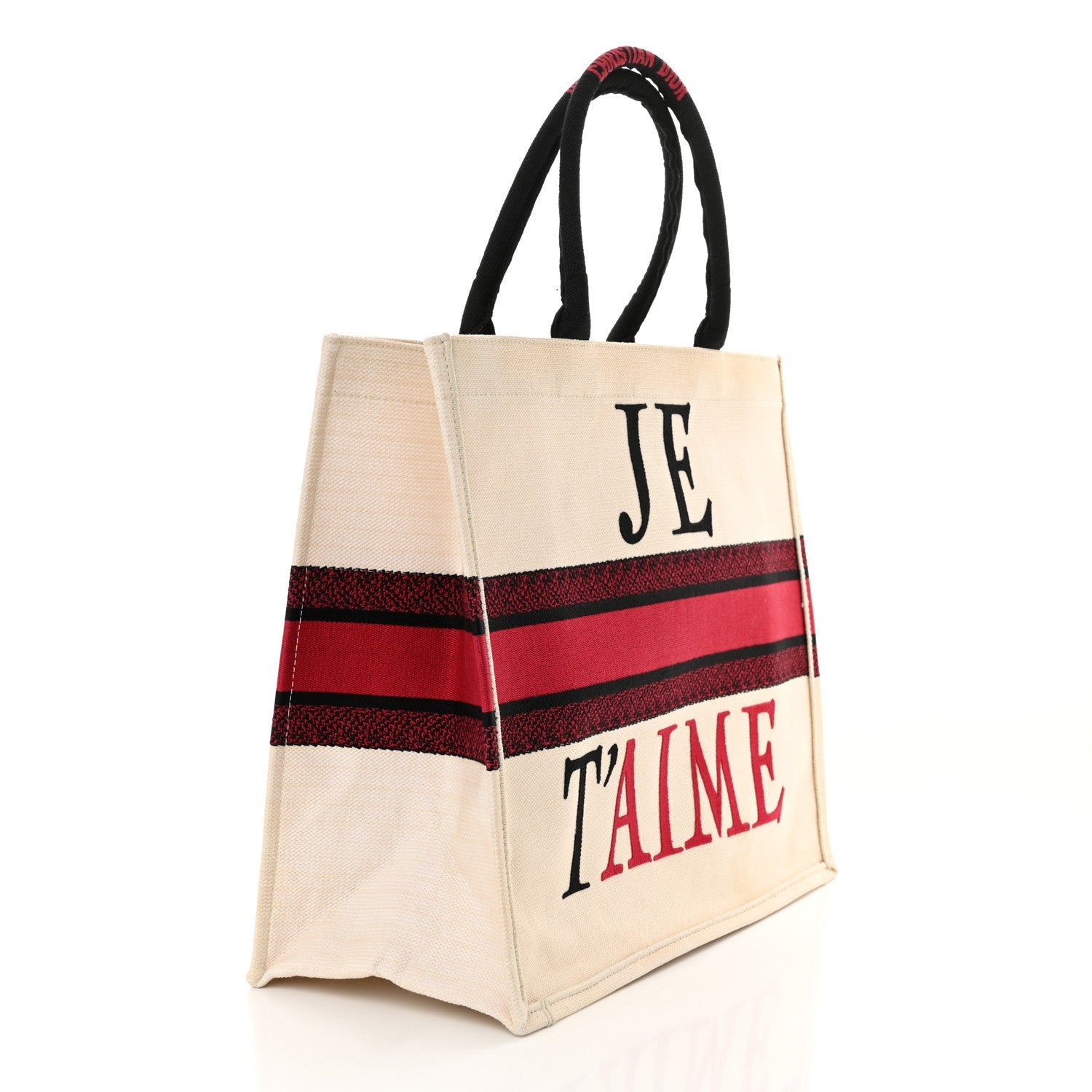 Canvas DiorAmour Chinese Valentines Je T’aime Large Book Tote White Red