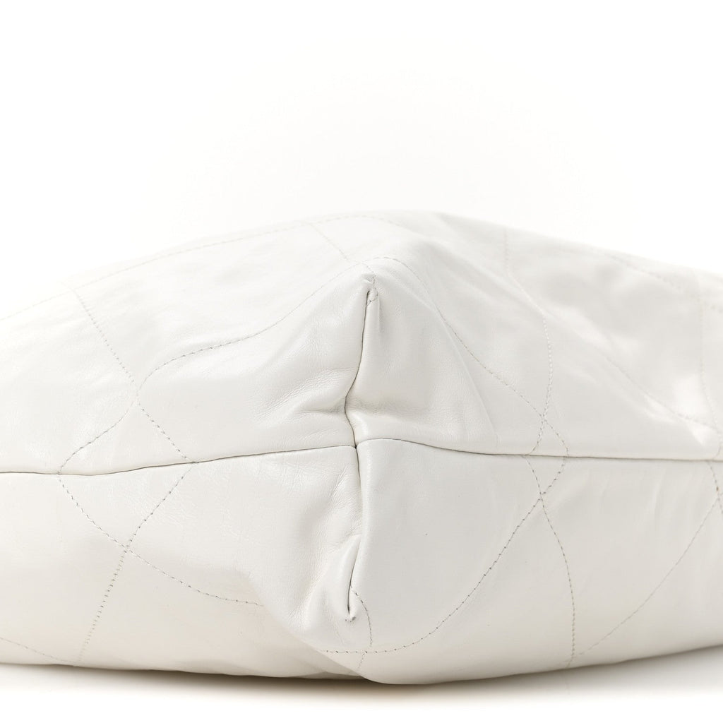 Shiny Calfskin Quilted Large Chanel 22 White