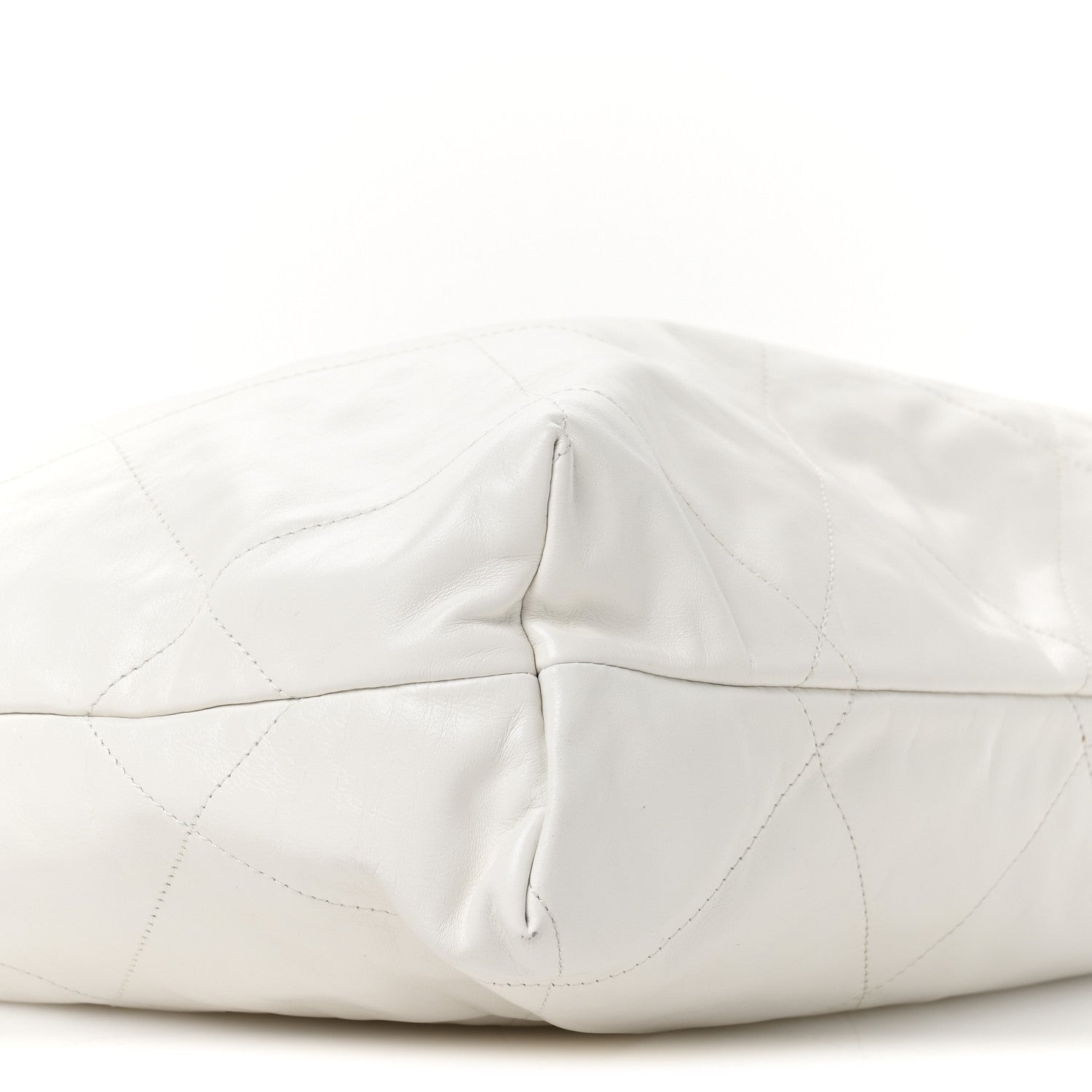 Shiny Calfskin Quilted Large Chanel 22 White