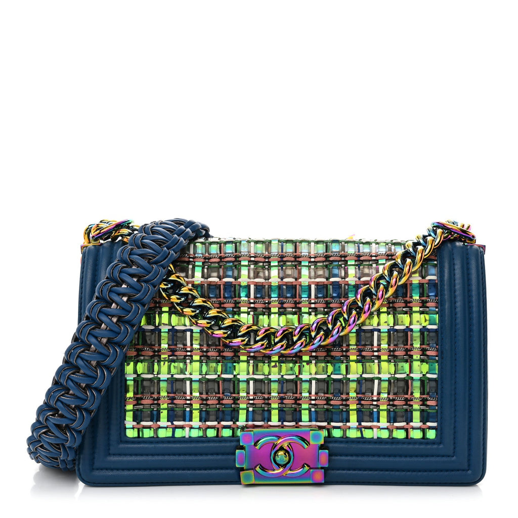 PVC Thread Woven Medium Boy Flap Dark Blue