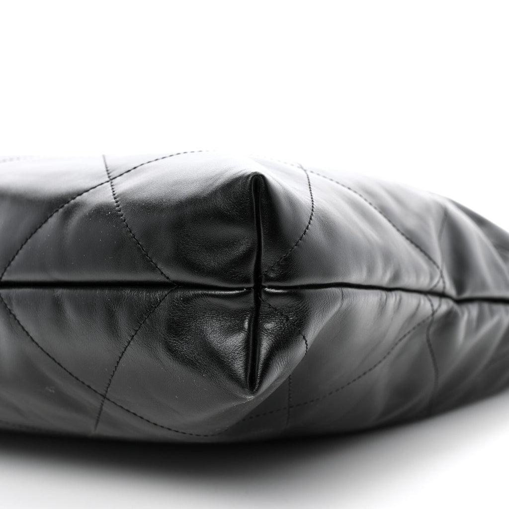 Shiny Calfskin Quilted Chanel 22 Black