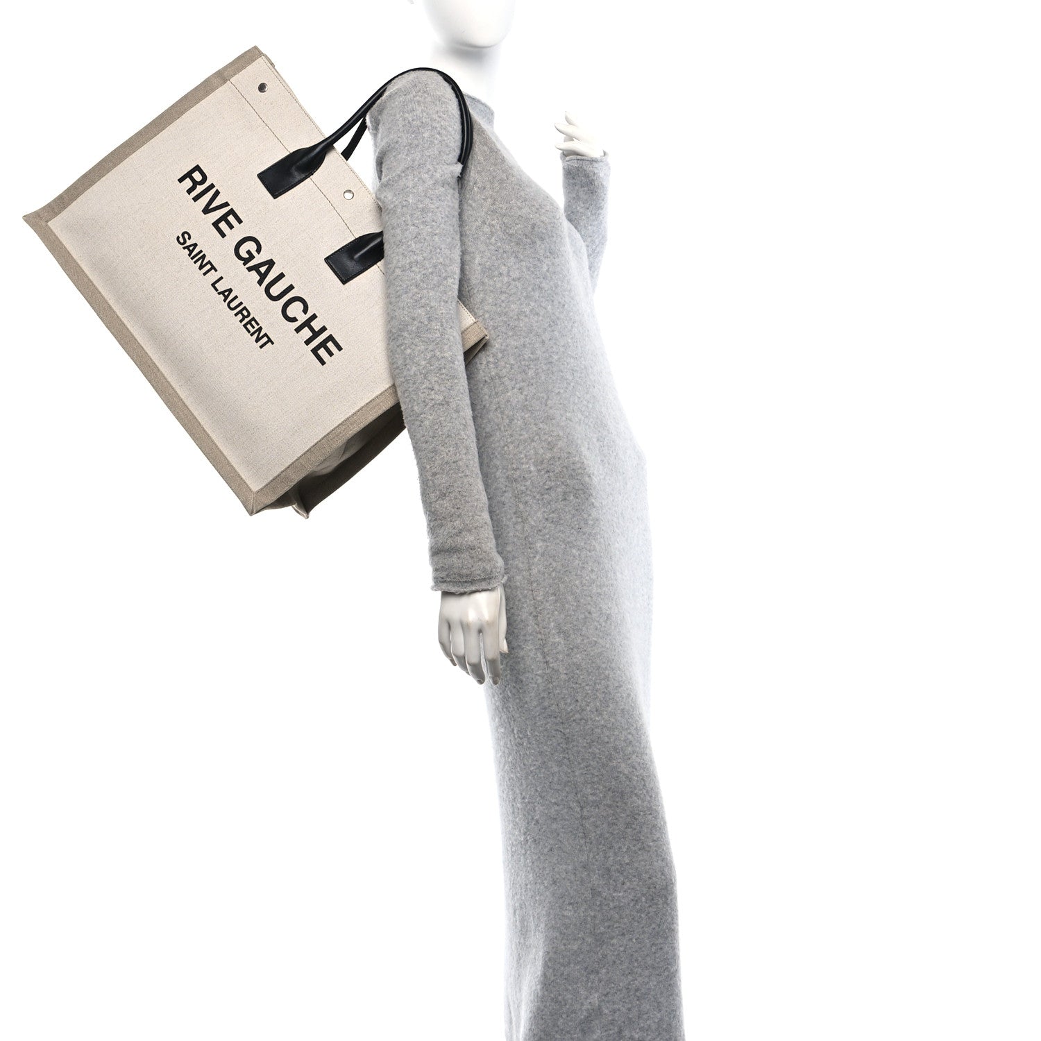 Linen Calfskin Rive Gauche Tote Greggio Natural