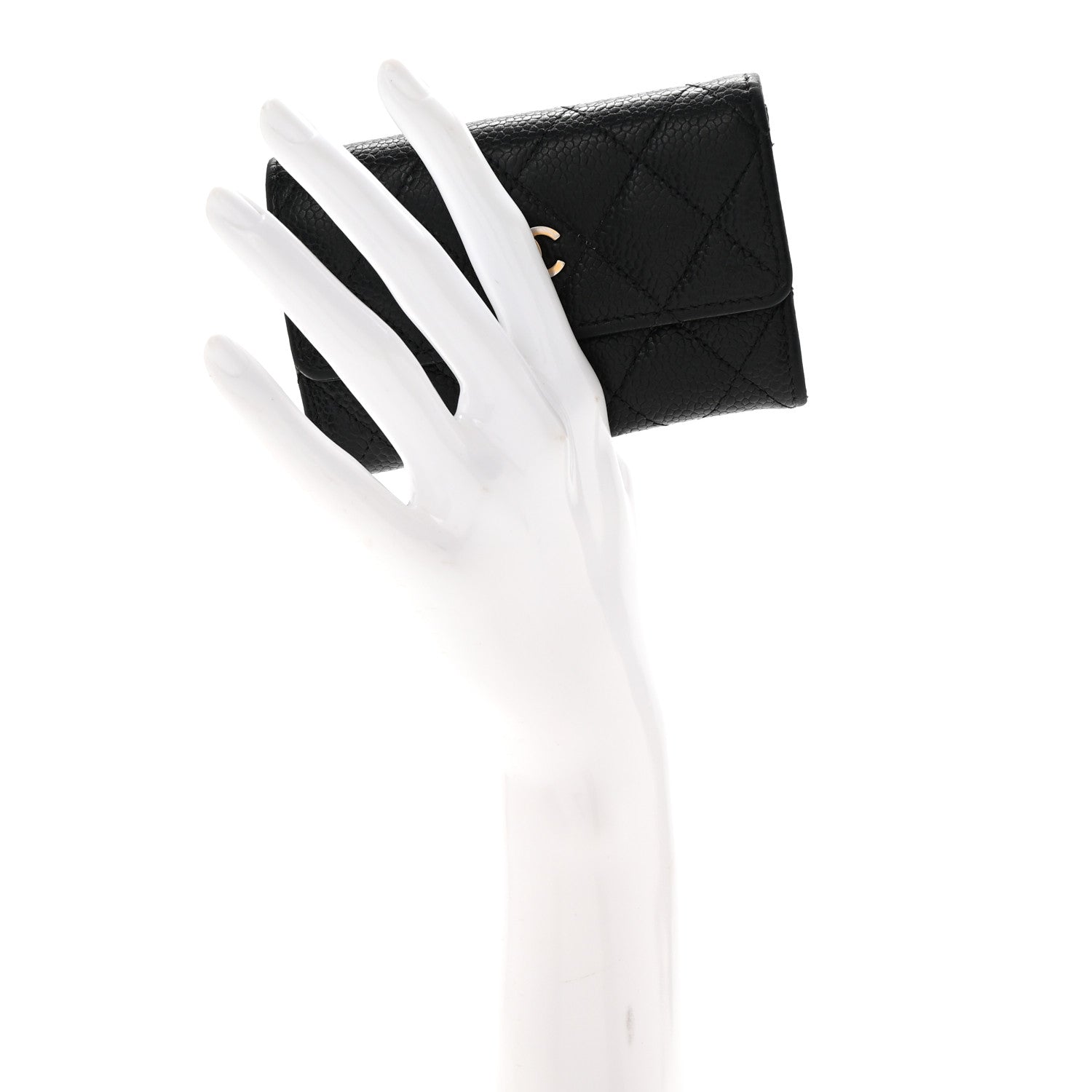 Caviar Quilted Flap  Holder Black