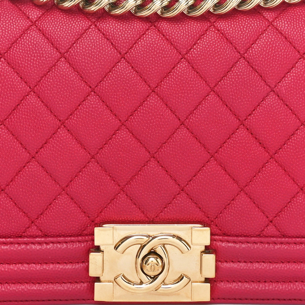 Caviar Quilted Medium Boy Flap Dark Pink