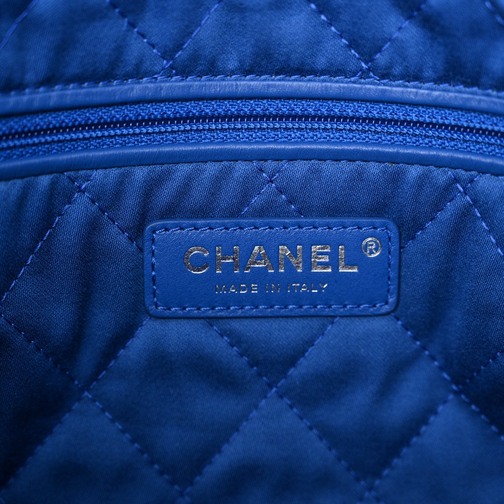 Shiny Calfskin Quilted Small Chanel 22 Dark Blue
