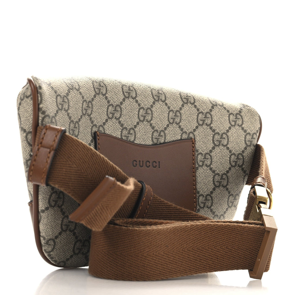 GG Supreme Monogram Emblem Calfskin Small Belt Bag Beige Dark Brown
