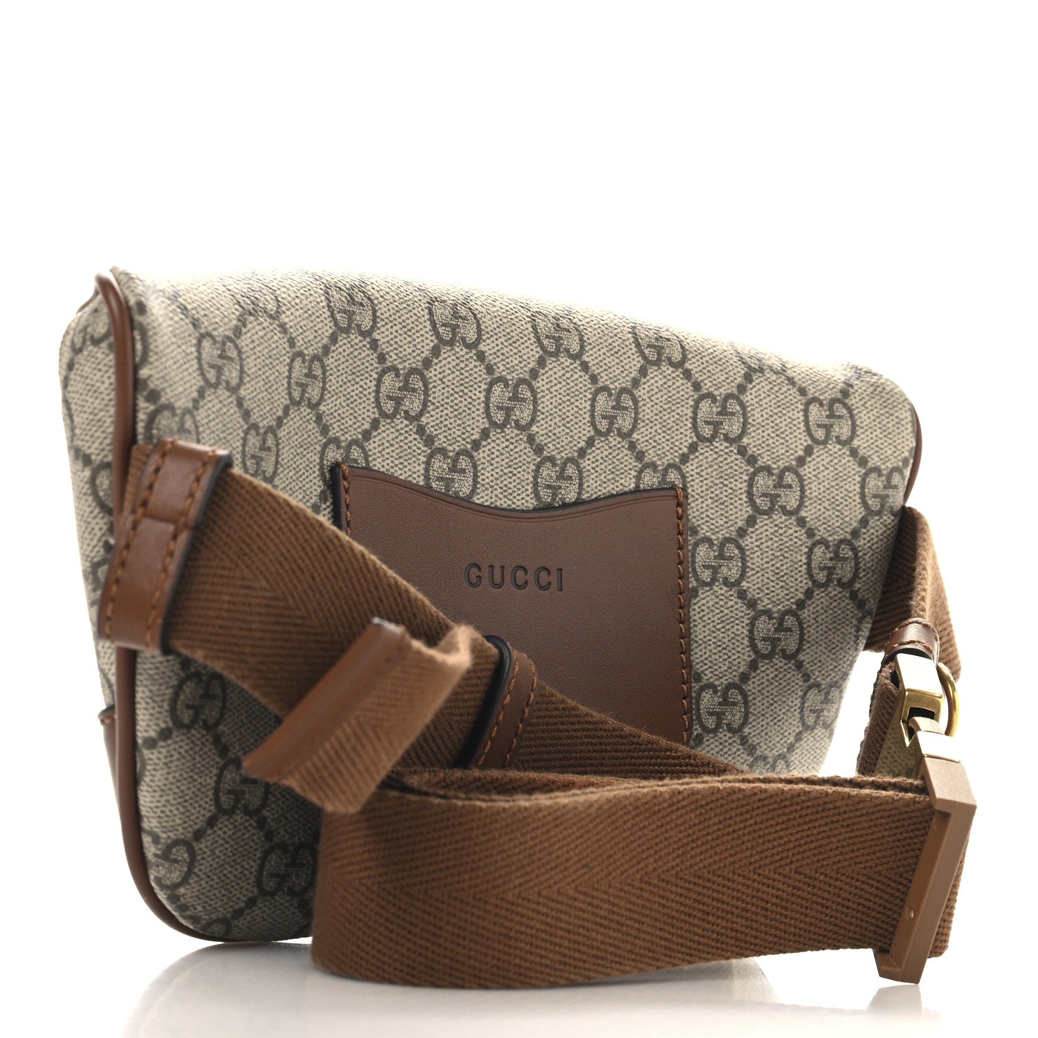GG Supreme Monogram Emblem Calfskin Small Belt Bag Beige Dark Brown
