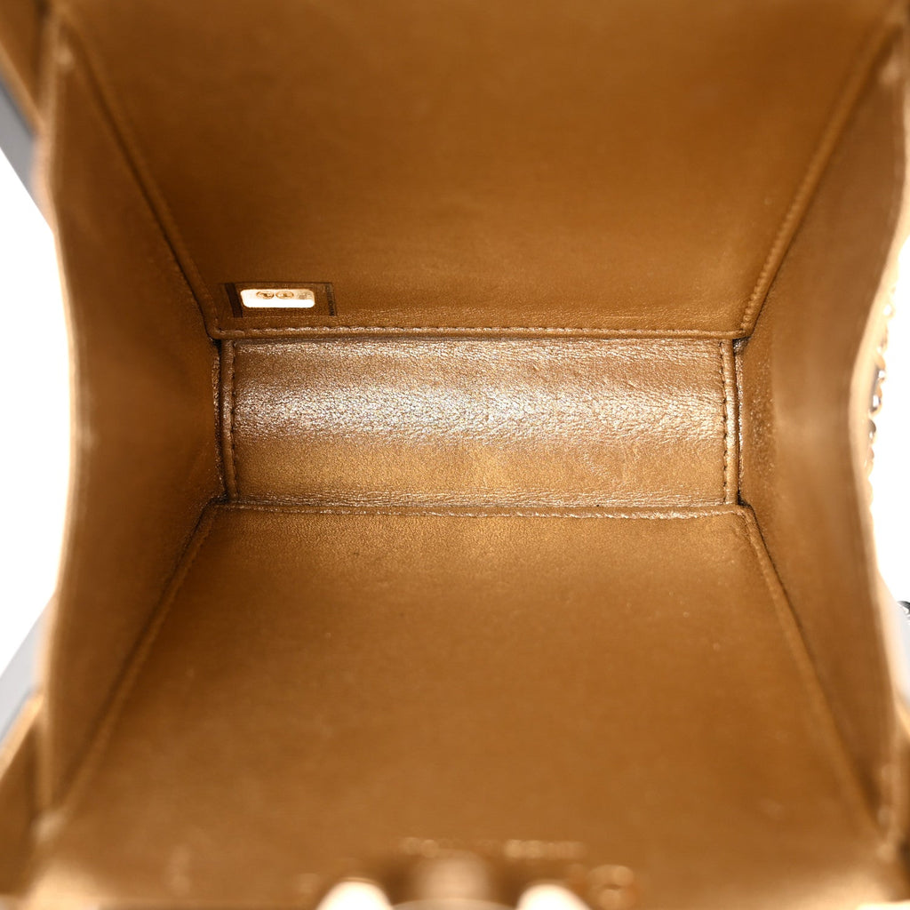 Plexiglass Perfume Bottle Clutch Black Gold