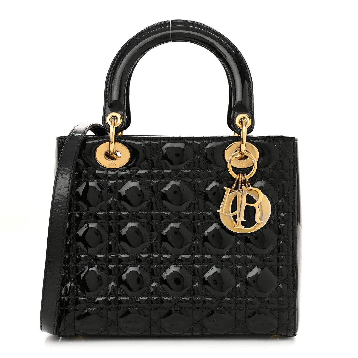 Patent Cannage Medium Lady Dior Black