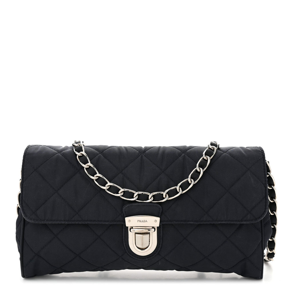 Nylon Tessuto Impuntu Quilted Flap Crossbody Baltico