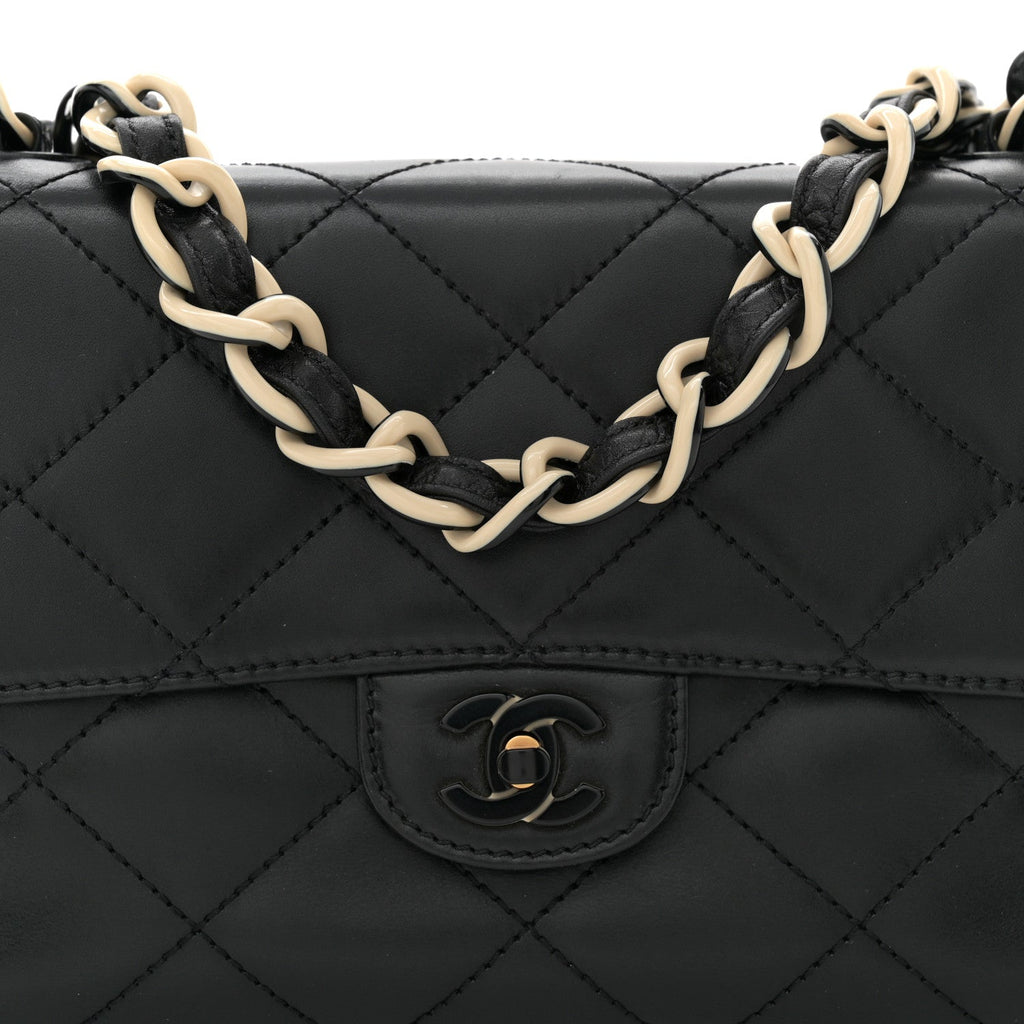 Lambskin Bekko Resin Medium Single Flap Black