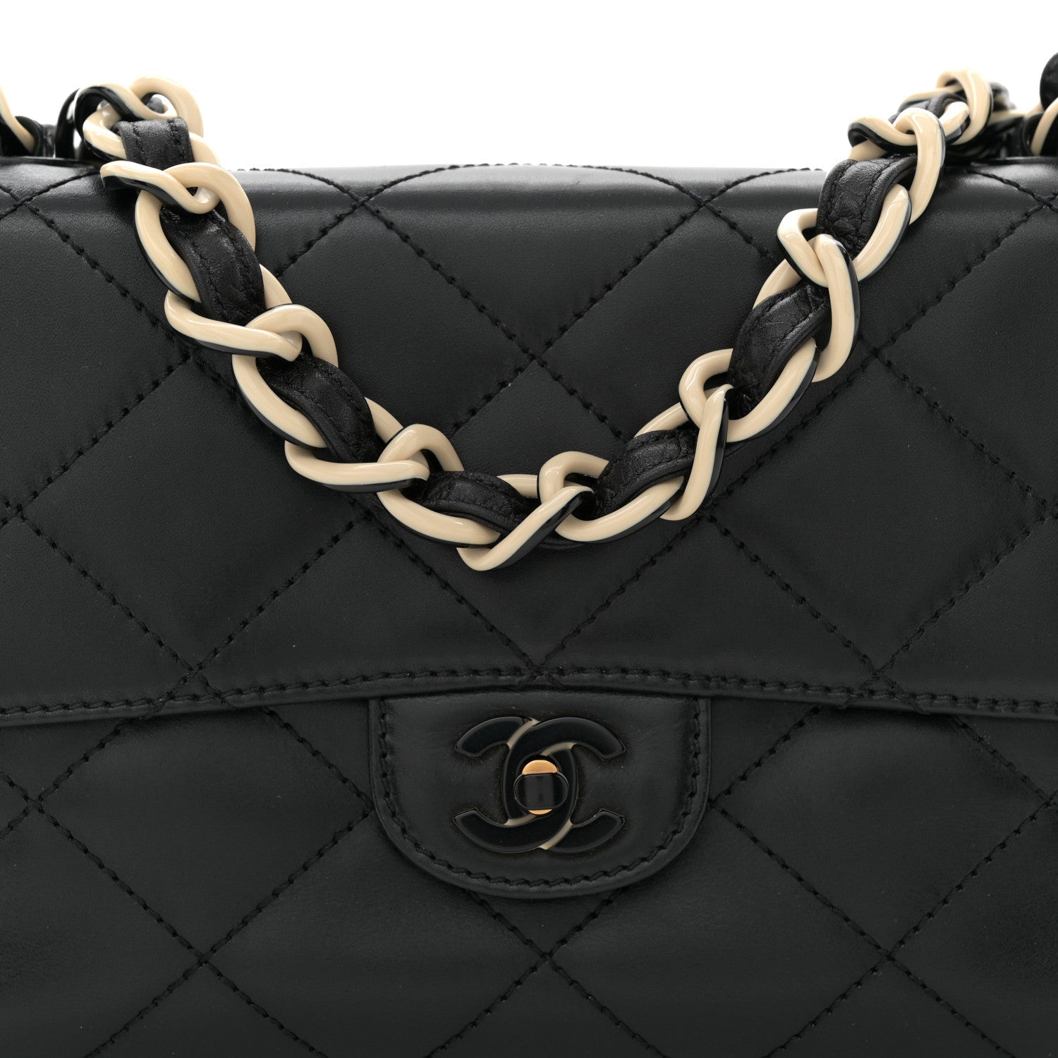 Lambskin Bekko Resin Medium Single Flap Black