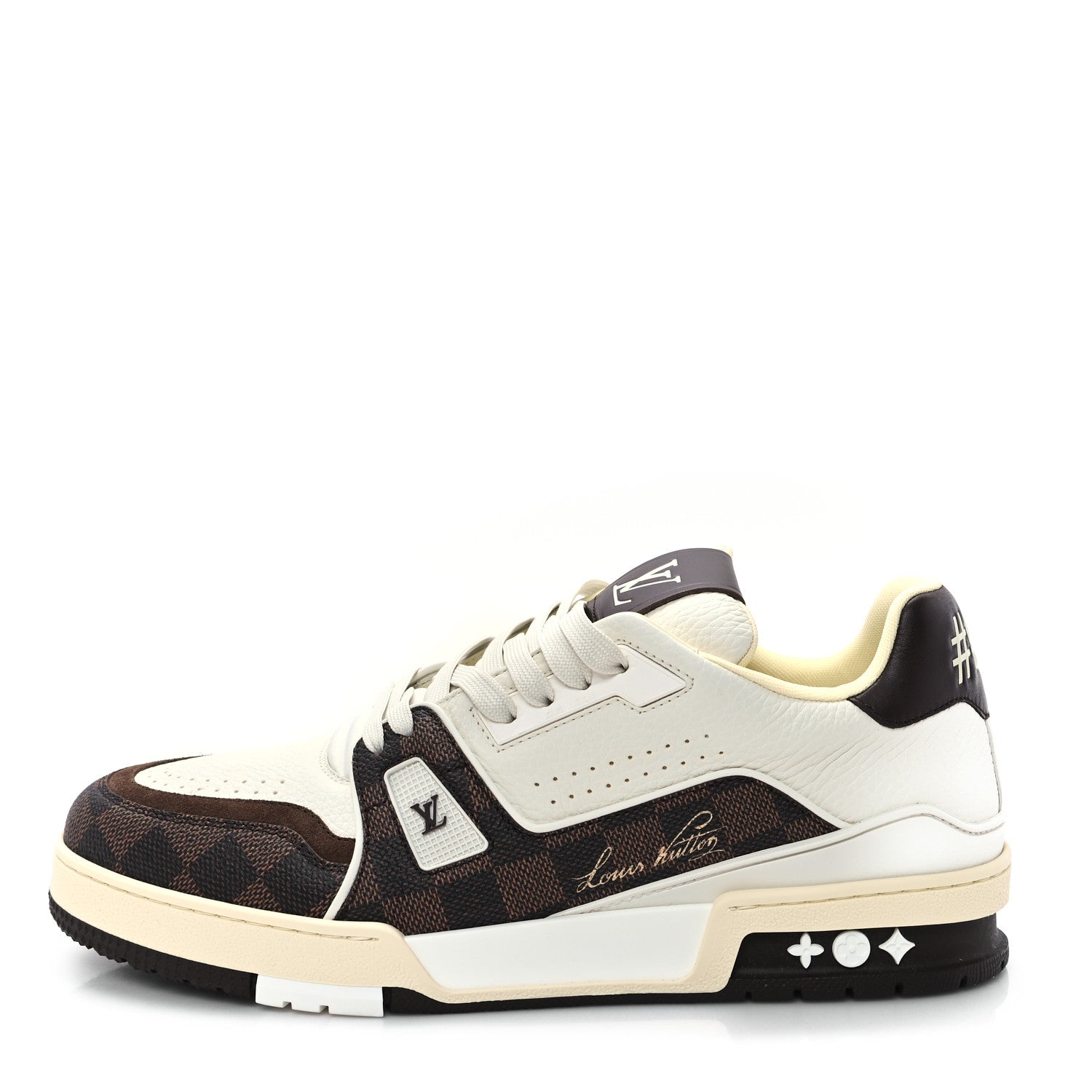 Grained Calfskin Damier Ebene Mens LV Trainer Sneakers 8 Moka Brown