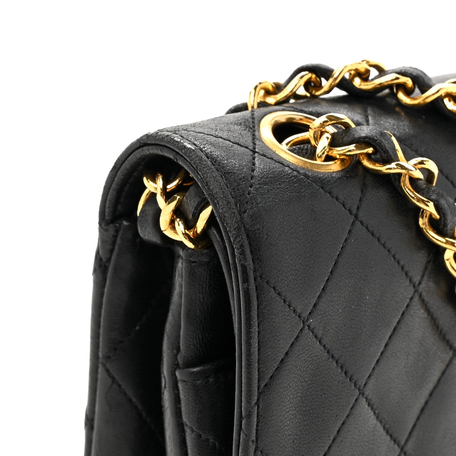 Lambskin Quilted Medium Double Flap Black