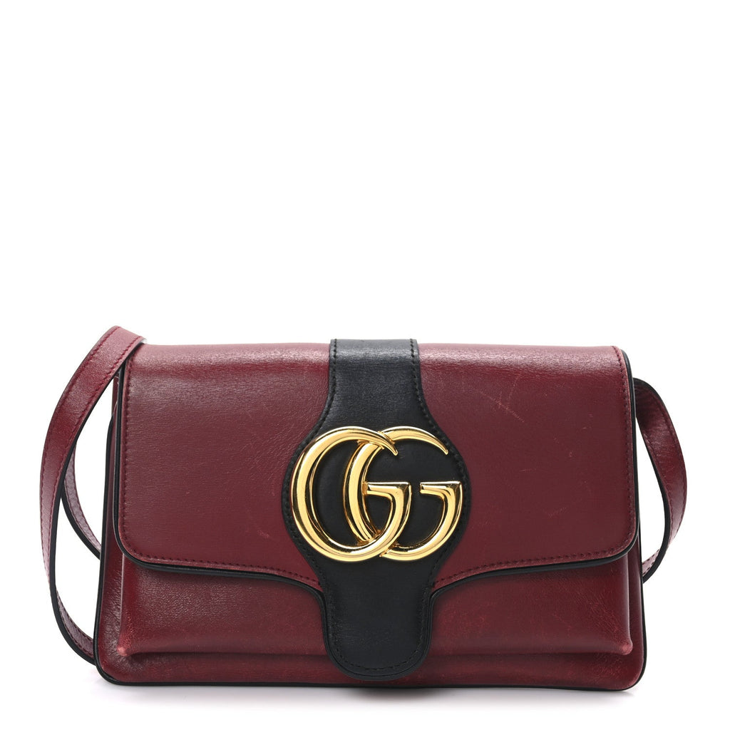 Vitello Palmellato Lux Bi-Color Small Arli Flap Shoulder Bag New Cherry Red Black