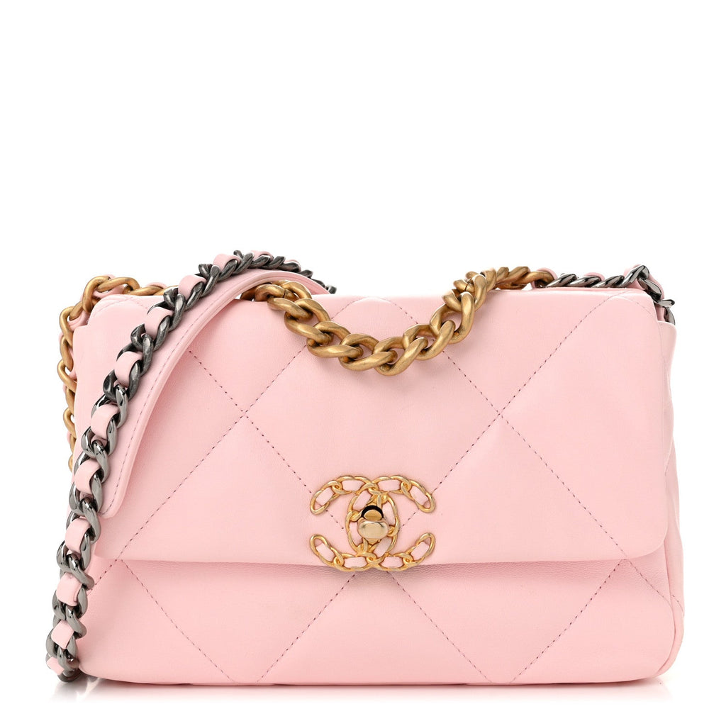 Lambskin Quilted Medium Chanel 19 Flap Light Pink