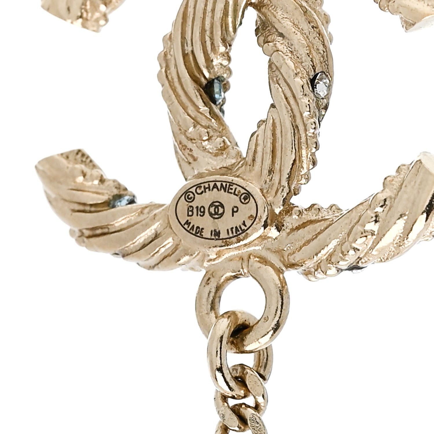 Crystal Pearl CC Ball Chain Drop Earrings Gold Blue