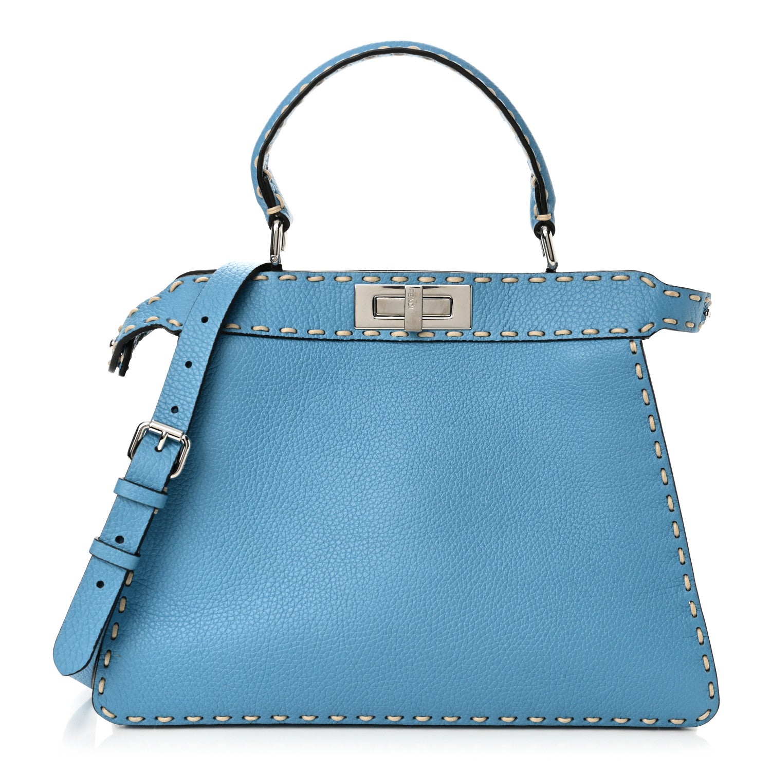 Vitello Granato Camoscio Selleria Macro Stitchings Medium Peekaboo I SEE U Satchel Turquoise