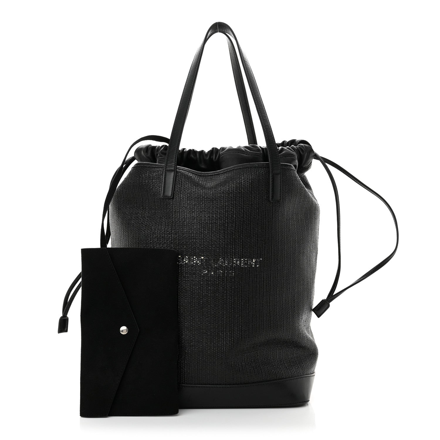 Linen Canvas Teddy Shopping Bag Black