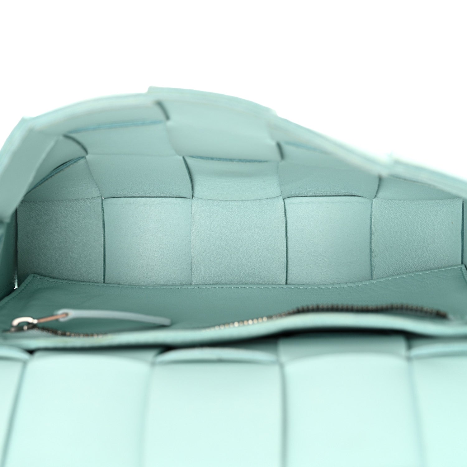 Lambskin Maxi Intreccio Cassette Bag Teal Washed