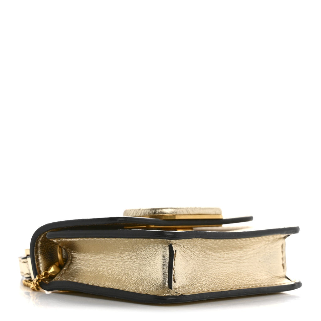 Metallic Calfskin Mini VSling Shoulder Bag Sahara