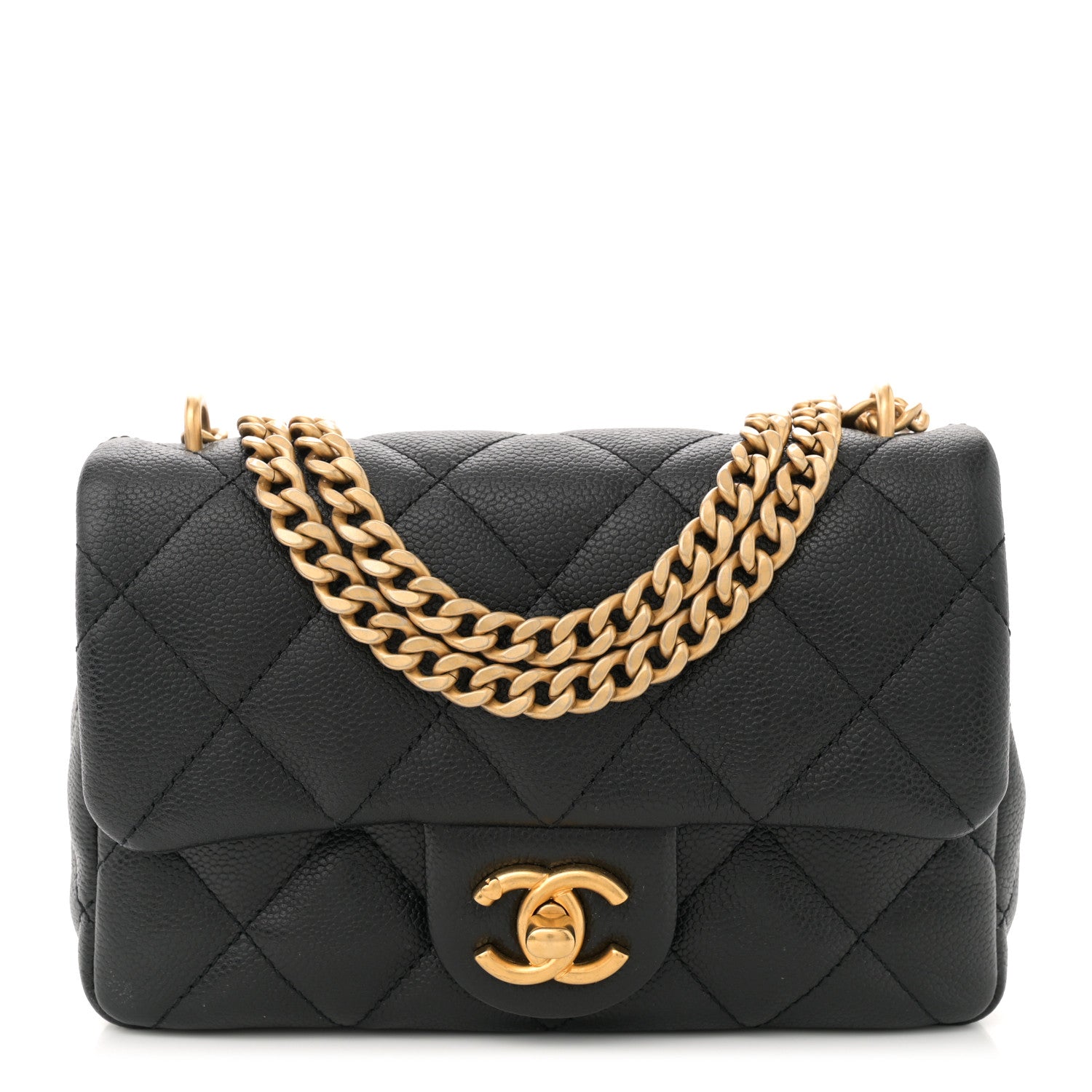 Caviar Quilted Mini Sweetheart Rectangular Flap Black