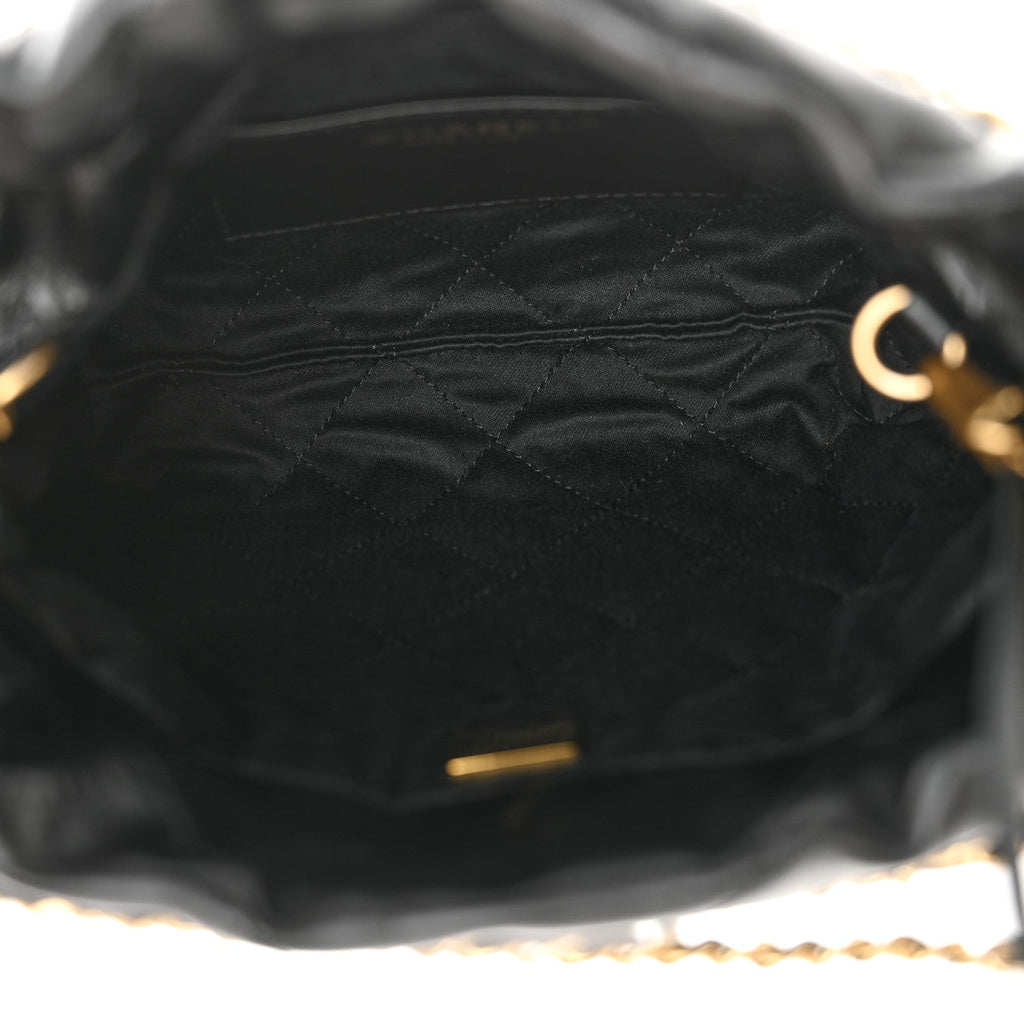 Shiny Calfskin Quilted Mini Chanel 22 Black