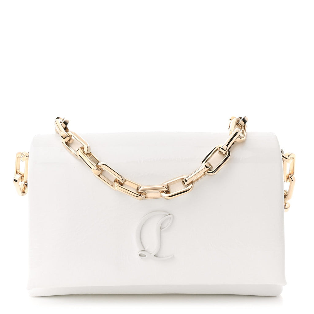 Naplak Patent Calfskin Monochrome Loubi54 Shoulder Bag White
