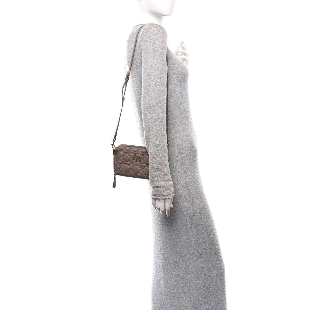 Supple Calfskin Caro Double Pouch Warm Taupe