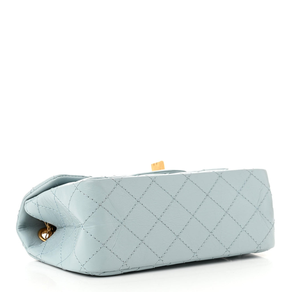 Aged Calfskin Quilted 2.55 Reissue Mini Flap Light Blue