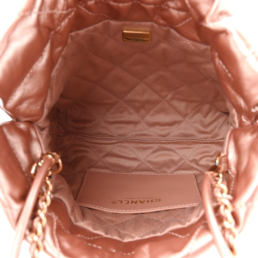 Metallic Calfskin Quilted Mini Chanel 22 Copper