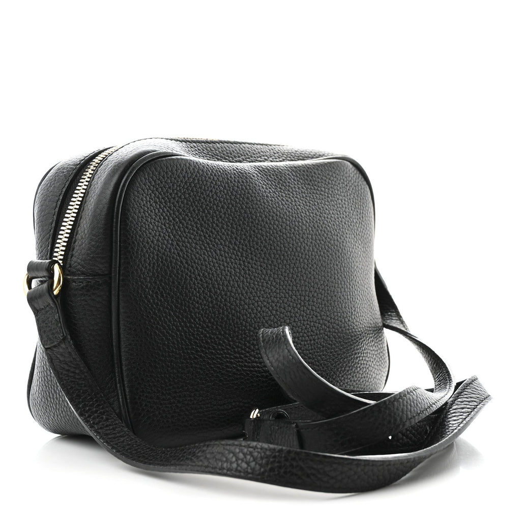 Pebbled Calfskin Small Soho Disco Bag Black
