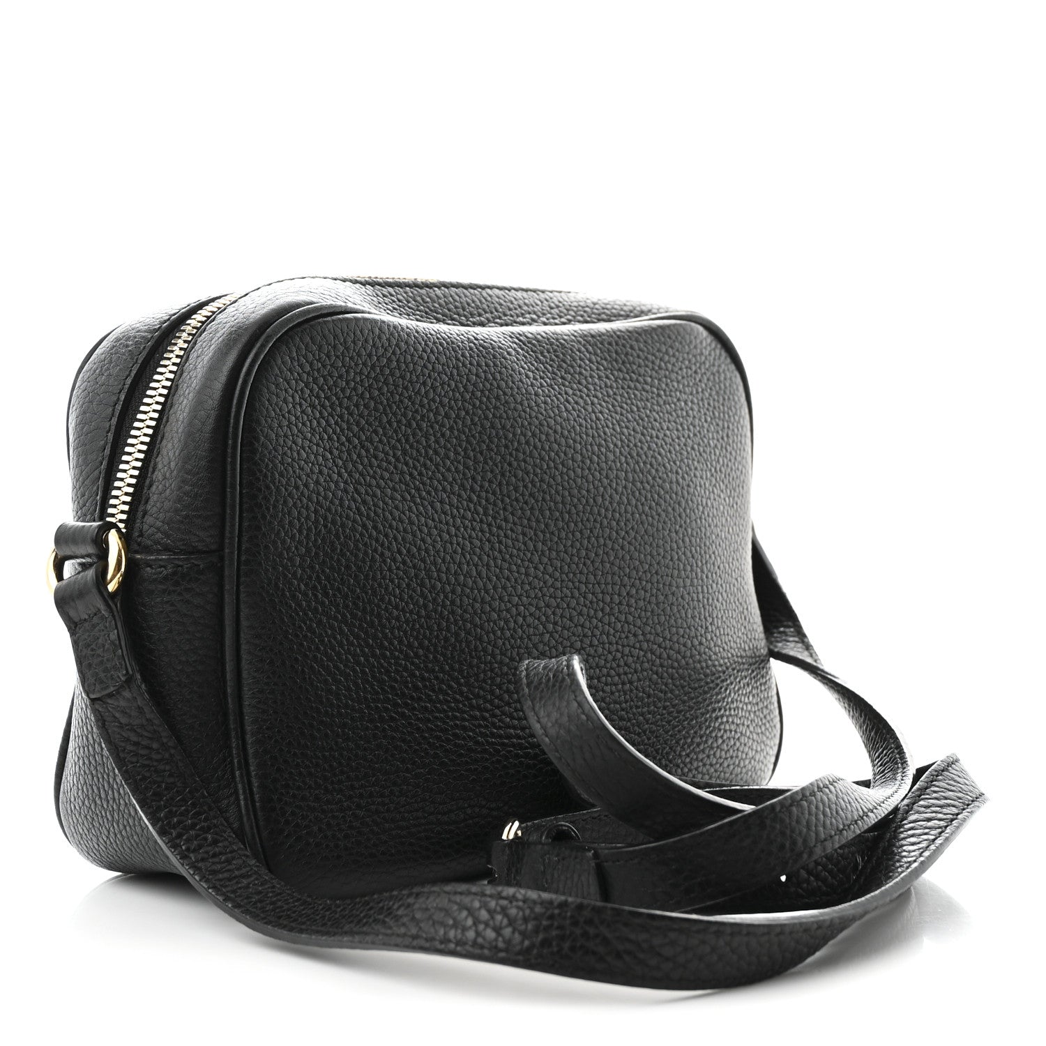 Pebbled Calfskin Small Soho Disco Bag Black