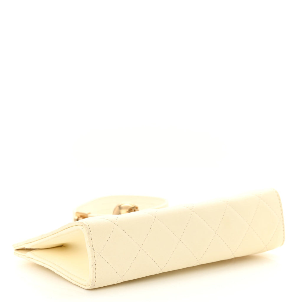 Lambskin Quilted Evening By The Sea Clutch  White