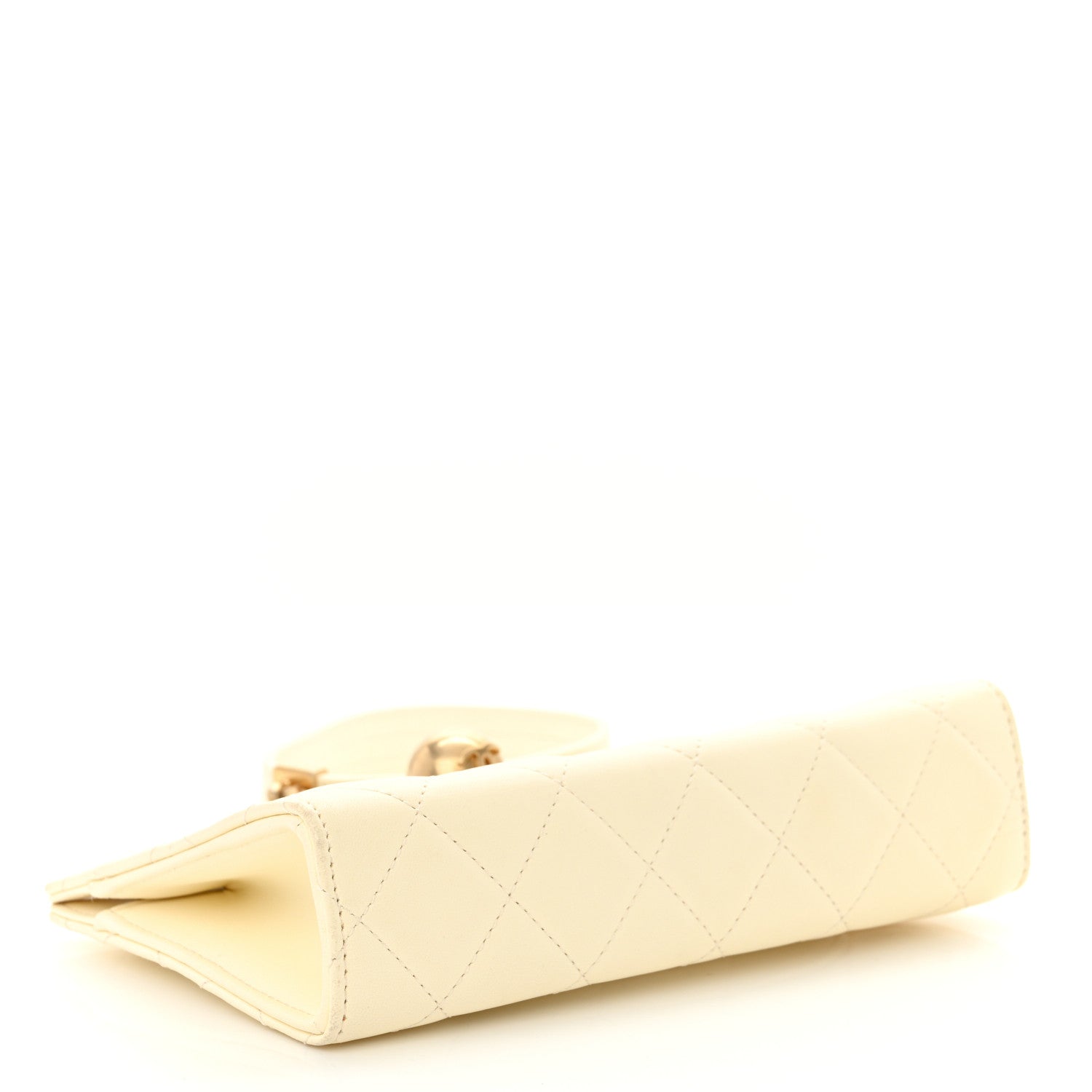 Lambskin Quilted Evening By The Sea Clutch  White