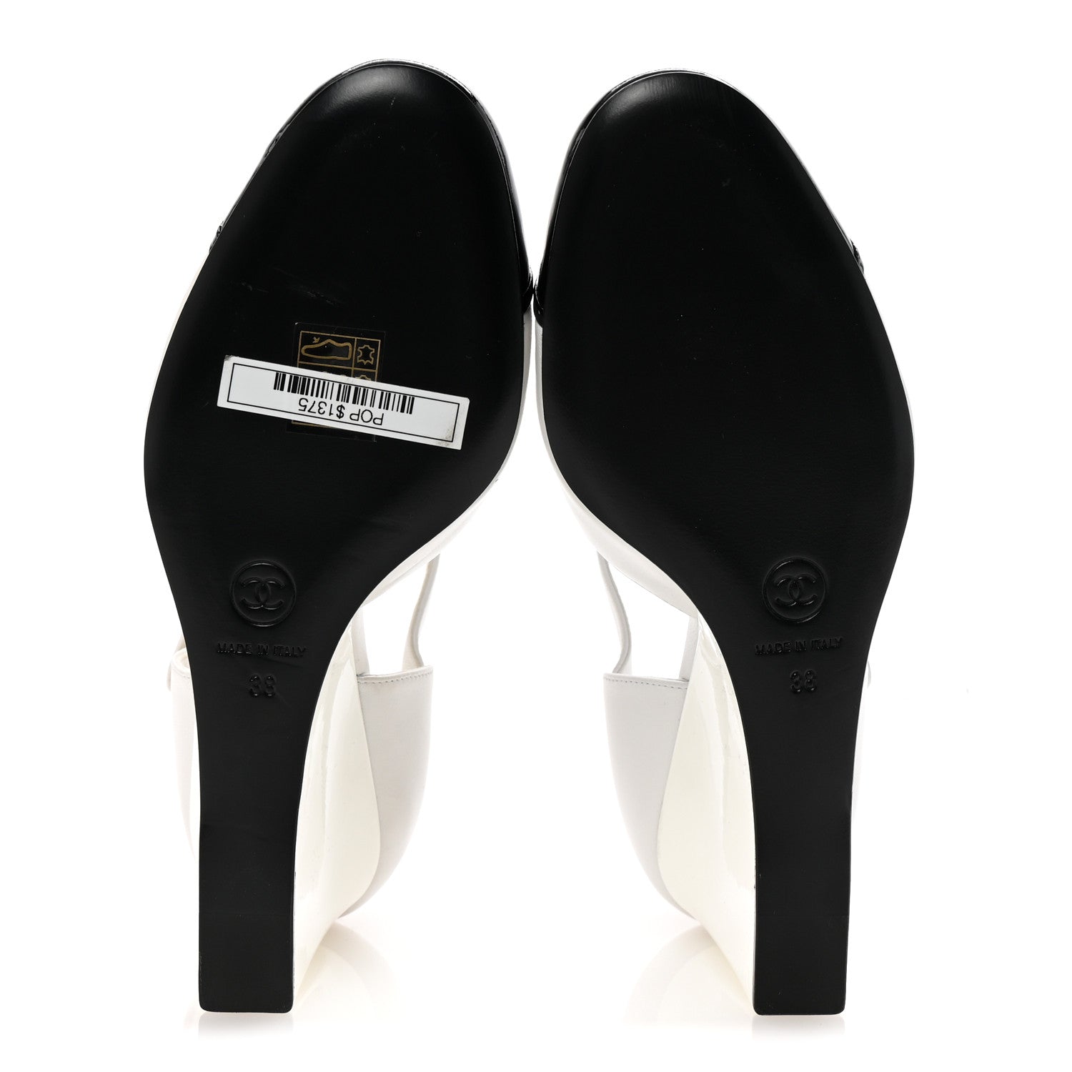 Lambskin Patent Cap Toe Mary Jane Wedge Pumps 38 White Black