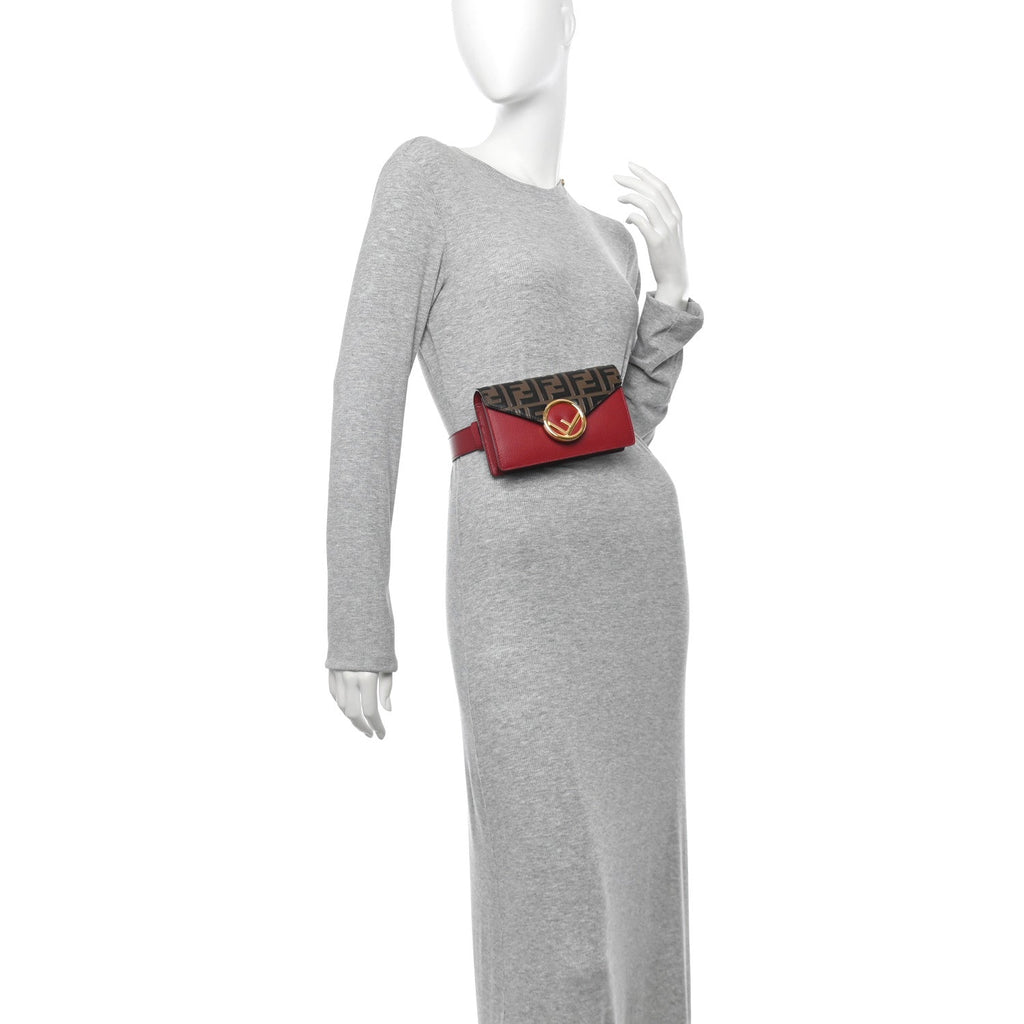 Vitello Cruise F is Fendi Bi-Color FF 1974 Embossed Envelope Belt Bag Maya Black Fragola