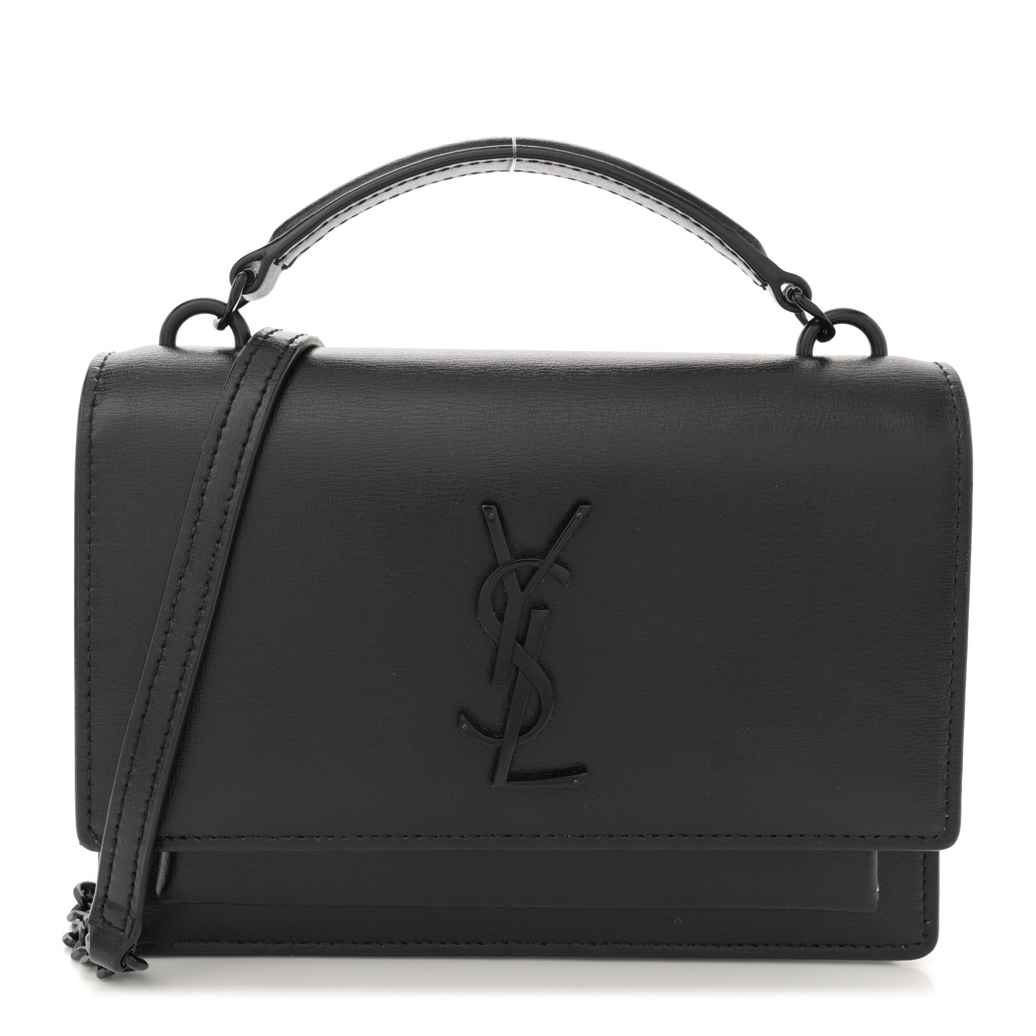 Calfskin Monogram Sunset Chain Wallet Black