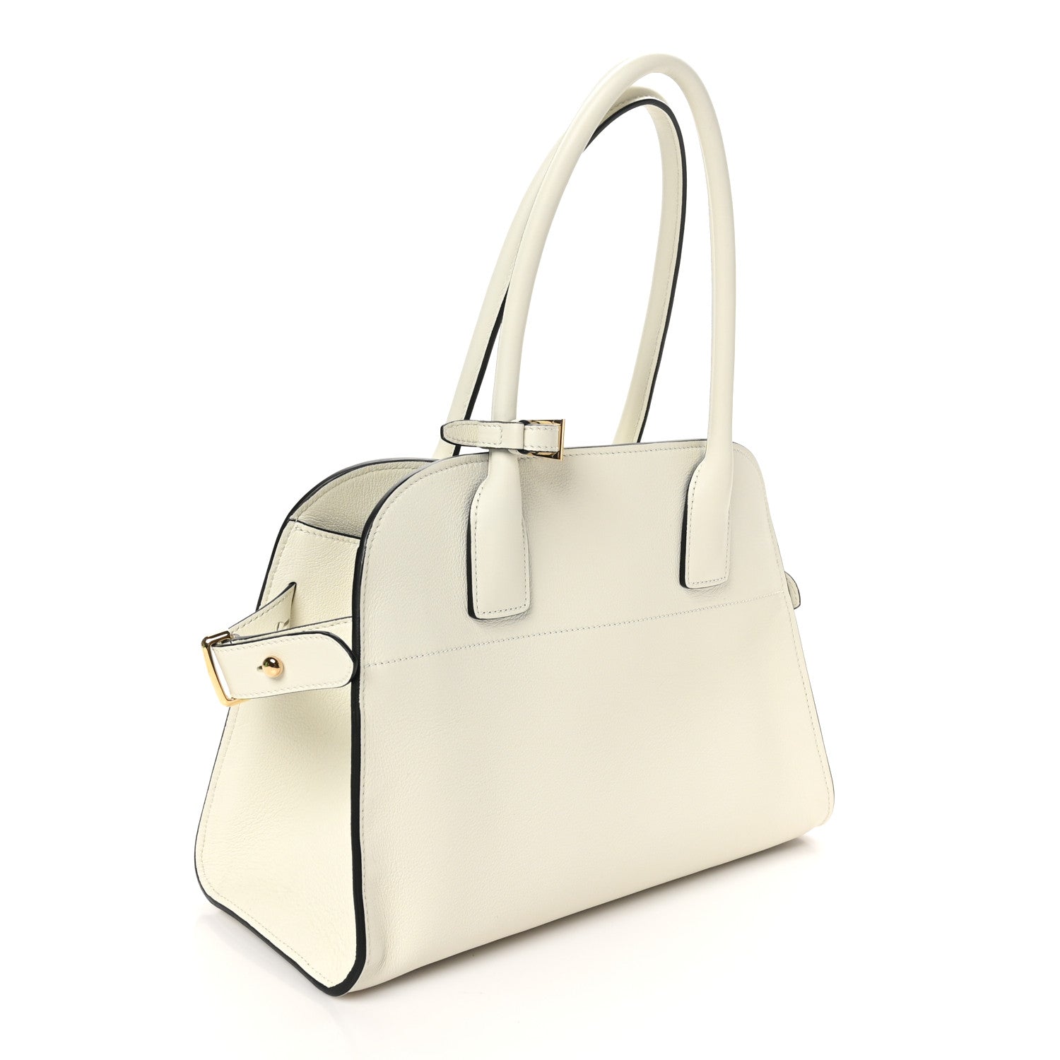 Soft Grain Calfskin Medium Tote Bag White