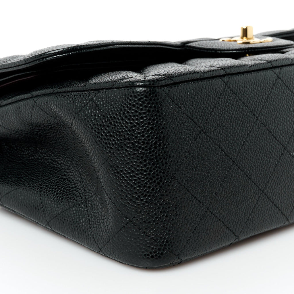 Caviar Quilted Jumbo Double Flap Black