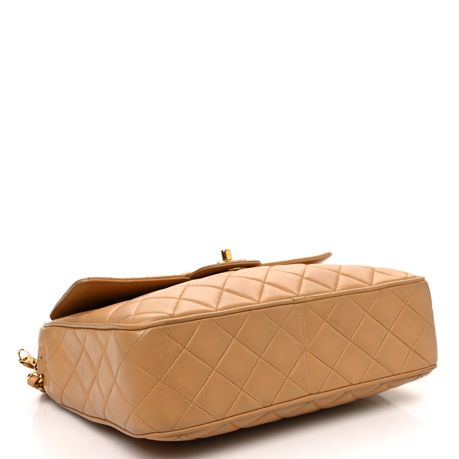Lambskin Quilted Flap Camera Case Beige Clair