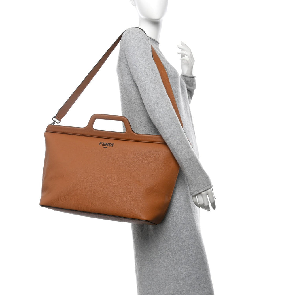 Vitello Cher Fendi Roma Duffle Bag Saddle Brandy