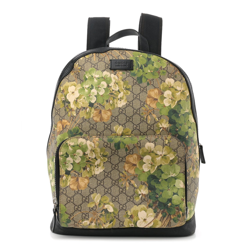 GG Supreme Monogram Blooms Medium Day Backpack Beige New Military Black