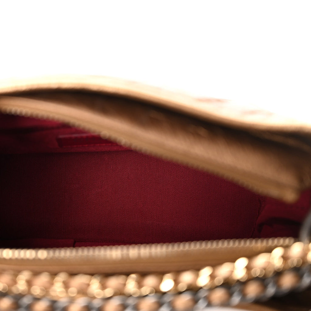 Metallic Aged Calfskin Quilted Small Gabrielle Hobo Bronze